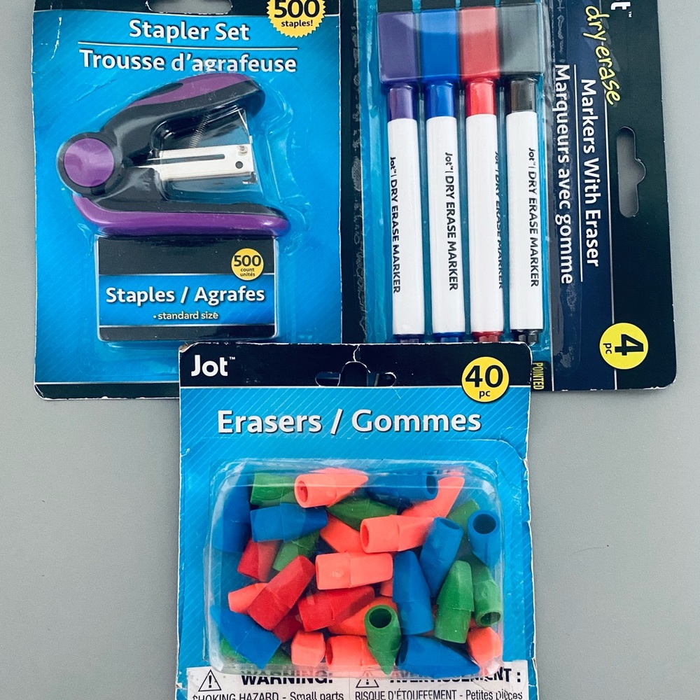 Jot Stapler, Markers, and Erasers Set